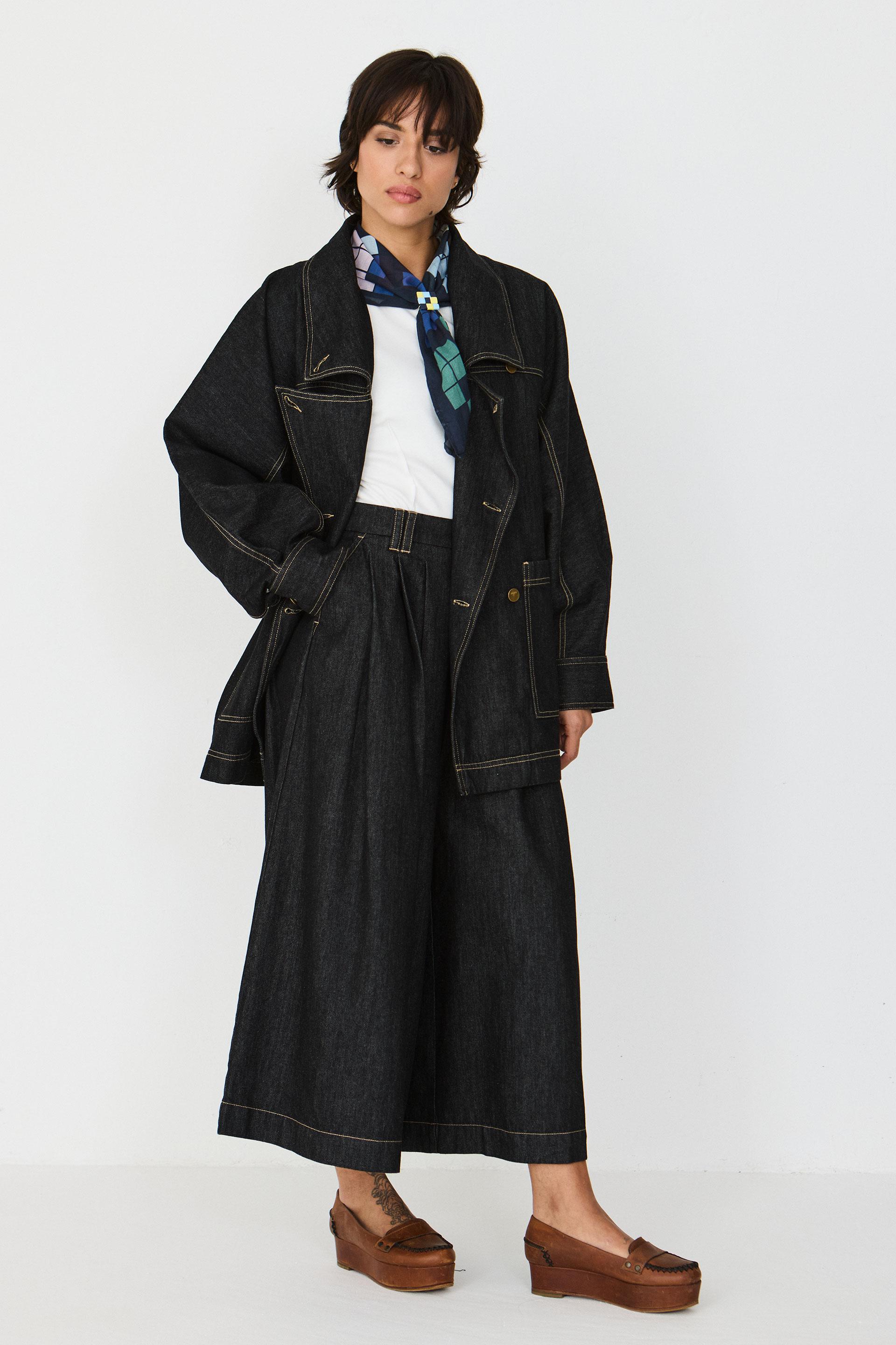 SKFK Saioa Trouser GOTS Damen Palazzo Jeans schwarz